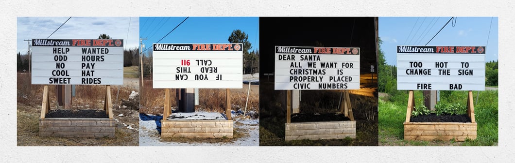Millstream Fire Department Uses Humour on the Road Signs-1